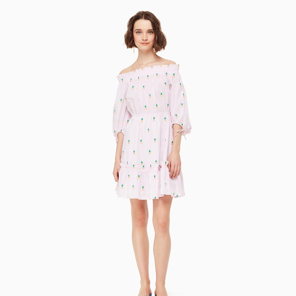 Kate Spade Off the Shoulder Pineapple Print Dress Size Small